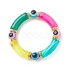 7Pcs 7 Color Acrylic Curved Tube & Plastic Evil Eye Beaded Stretch Bracelets Set BJEW-JB08962-3