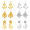 FIBLOOM 6 Pairs 6 Style Ethnic Style Alloy Chandelier Earrings EJEW-FI0002-04-1