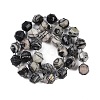 Natural Black Netstone Beads Strands G-O201B-143G-4