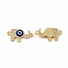 Rack Plating Real 18K Gold Plated Brass Micro Pave Clear Cubic Zirconia Connector Charms ZIRC-L102-05G-3