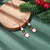 Enamel Santa Claus Charm with Glass Pearl Dangle Earrings EJEW-JE04961-01-2