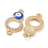 Alloy Blue Enamel Evil Eye Connector Charms ENAM-S003-03D-2