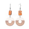 Resin & Wood Dangle Earrings EJEW-JE03027-M-2