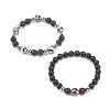 2Pcs 2 Style Natural & Synthetic Mixed Gemstone Round Beaded Stretch Bracelets Set for Women BJEW-JB08023-4
