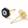 Enamel Hexagon with Evil Eye Stud Earrings EJEW-E274-03G-02-2