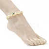 Narural Cowrie Shell Braided Bead Anklet for Women AJEW-AN00527-01-3
