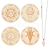 AHADEMAKER 4Pcs 4 Style Sun & Triple Moon Goddess Pattern Wooden Pendulum Board DIY-GA0005-04B-1