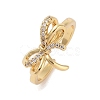 Bowknot Brass Micro Pave Clear Cubic Zirconia Open Cuff Rings RJEW-S417-01G-04-1