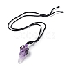Natural Amethyst Plague Doctor Pendant Necklace with Nylon Rope NJEW-H009-01-10-4