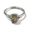 Oval Natural Labradorite Adjustable Rings RJEW-Q818-01P-08A-3