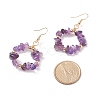 Natural Gemstone Chips Braided Ring Dangle Earrings EJEW-JE04986-5