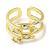 Real 18K Gold Plated Brass Micro Pave Clear Cubic Zirconia Open Cuff Rings RJEW-G303-01C-G-2