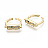 Brass Micro Pave Clear Cubic Zirconia Cuff Rings RJEW-S045-027G-NR-2