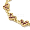 Rack Plating Brass Micro Pave Cubic Zirconia Heart Link Chain Bracelets for Women BJEW-P323-09G-06-2