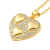 Brass Micro Pave Clear Cubic Zirconia Pendant Necklaces NJEW-M220-01B-G-1