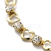 Rack Plating Iron Heart & Square Link Chains Bracelet with Cubic Zirconia BJEW-I300-02G-2