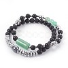 Natural Mixed Gemstone and Natural Black Agate Beads Stretch Bracelets BJEW-JB04012-2