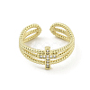 Brass Micro Pave Cubic Zirconia Open Cuff Rings RJEW-H225-04G-2