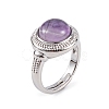 Natural Amethyst Round Adjustable Rings RJEW-K271-04P-08-2