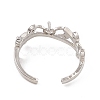 Rack Plating Brass with Clear Cubic Zirconia Open Cuff Ring Settings KK-G455-12P-3