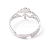 Double Heart with Cross 304 Stainless Steel Adjustable Ring for Women RJEW-B035-06P-3