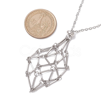 201 Stainless Steel Crystal Stone Cage Pendant Necklaces NJEW-JN04754-1