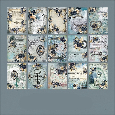 30 Sheets 5 Styles Vintage Flower Scrapbook Paper Pads PW-WG62589-04-1