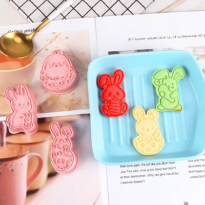 6Pcs 6 Styles Easter Theme Plastic Cookie Cutters EAER-PW0001-069-1