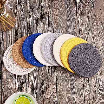 8Pcs 8 Colors Cotton Thread Weave Hot Pot Holders DIY-SZ0003-67-1