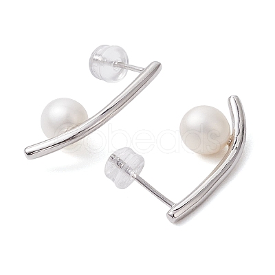 Natural Pearl Ear Studs EJEW-P286-15P-1