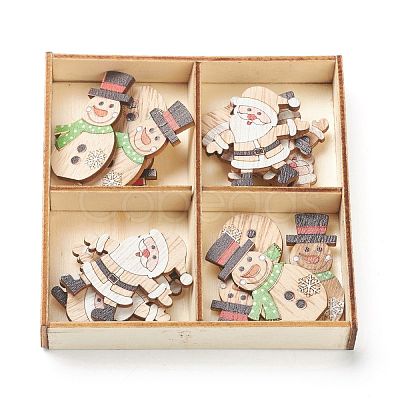 Christmas Theme Wood Pendant Decorations HJEW-P010-07-1