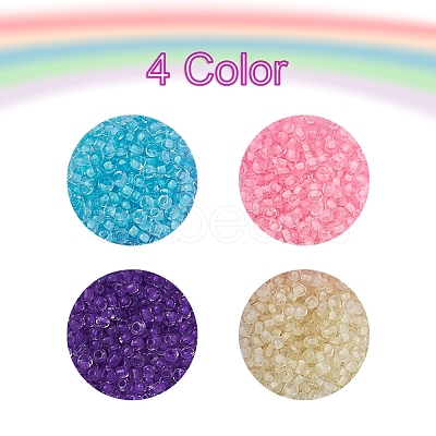 1000Pcs 4 Colors 8/0 Transparent Inside Colours Glass Seed Beads SEED-YW0001-70-1