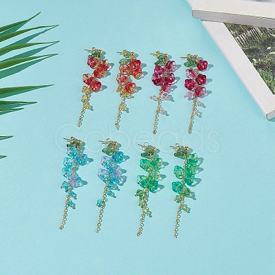 4 Colors Imitation Austrian Crystal Morning Glory Flower Dangle Stud Earrings EJEW-TA00197-1