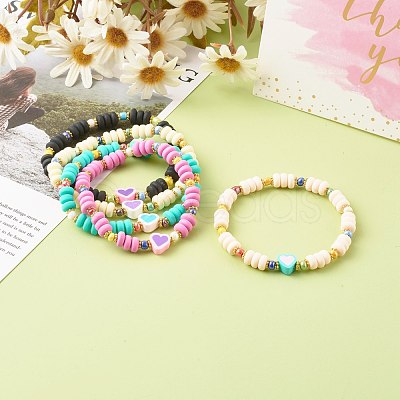 Handmade Polymer Clay Beads Stretch Bracelets BJEW-JB06432-1