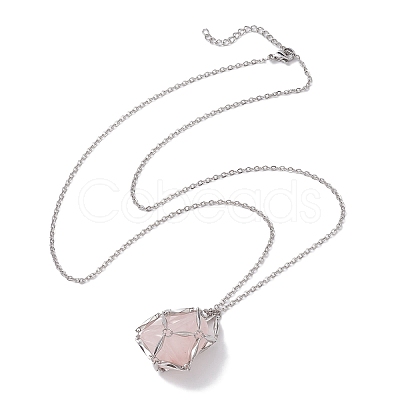 Crystal Stone Cage Pendant Necklaces NJEW-JN04757-03-1