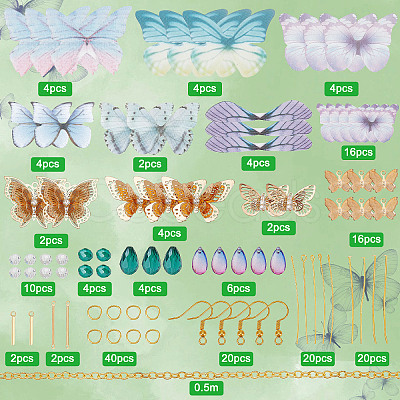 SUNNYCLUE DIY Butterfly Earring Making Kit DIY-SC0020-33-1