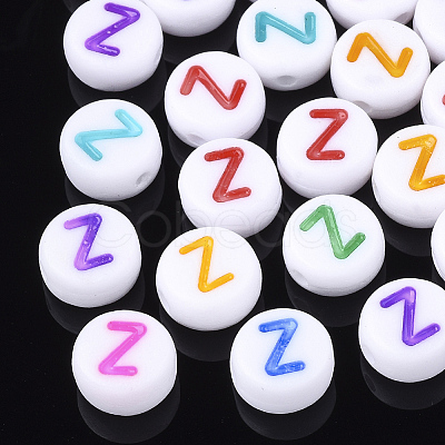 Initial Acrylic Beads X-OACR-E001-20Z-1