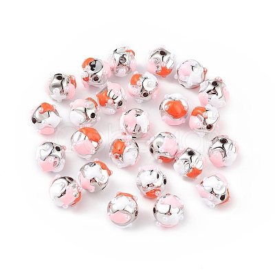 Platinum Plated Acrylic Enamel Beads OACR-I003-05-1