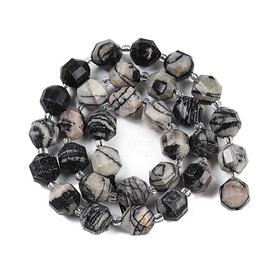 Natural Black Netstone Beads Strands G-O201B-143G-1