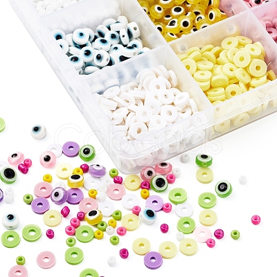 Glass Seed & Polymer Clay & Evil Eye Beads Kit for DIY Bracelet Making DIY-YW0004-63-1