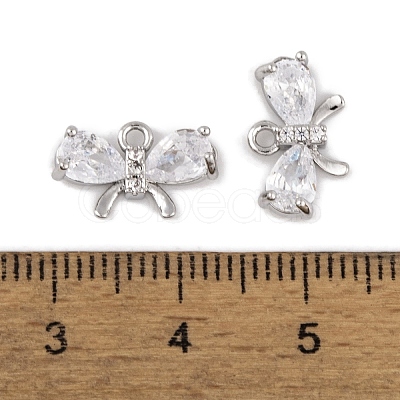 Brass Micro Pave Clear Cubic Zirconia Charms KK-L212-15P-1