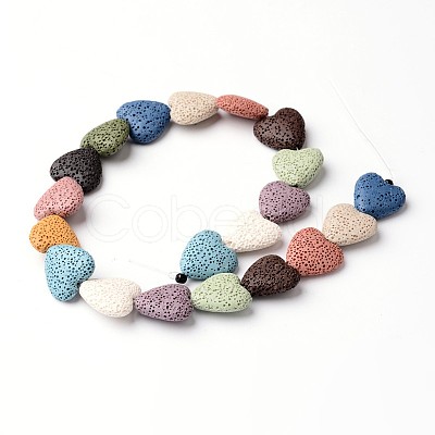 Dyed Heart Synthetic Lava Rock Beads Strands G-F259-06-1