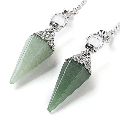 Natural Green Aventurine Hexagonal Pointed Dowsing Pendulums G-P552-05P-07-1