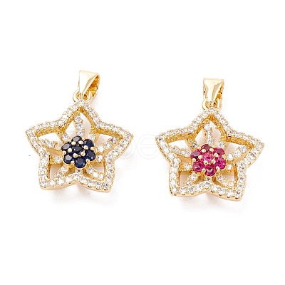 Brass Micro Pave Cubic Zirconia Pendants ZIRC-A019-03G-1