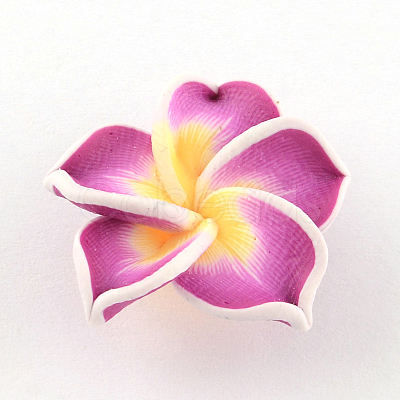 Handmade Polymer Clay 3D Flower Plumeria Beads CLAY-Q192-30mm-07-1