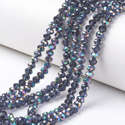 Electroplate Transparent Glass Beads Strands EGLA-A034-T6mm-Q11-1