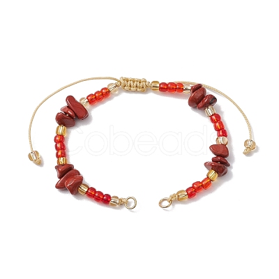 Natural & Synthetic Mixed Stone Chips & Handmade Seed Beads Braided Bracelet Making AJEW-MZ00004-1