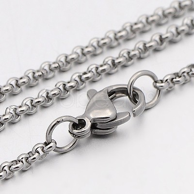 Tarnish Resistant 304 Stainless Steel Rolo Chain Necklaces STAS-O053-21P-1