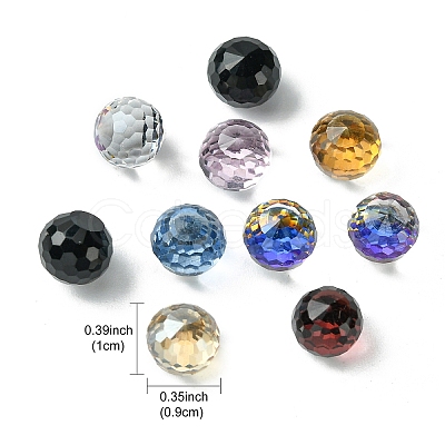 Faceted Round Glass Cabochons GGLA-YW001-13C-1