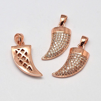 Knife Brass Micro Pave AAA Cubic Zirconia Pendants ZIRC-L050-02RG-NR-1